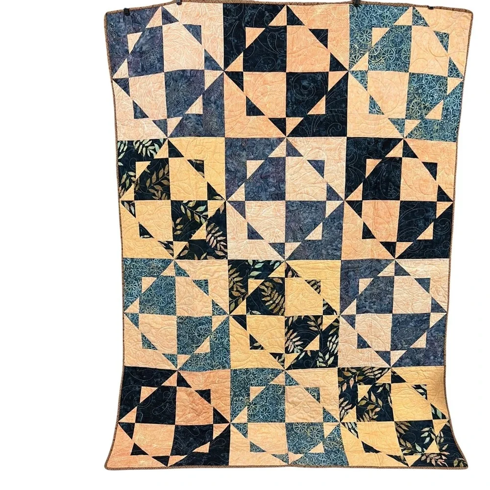 Quilts Of Honor Handmade Batik Patchwork Quilt Throw Twin Topper 66x52 Americana